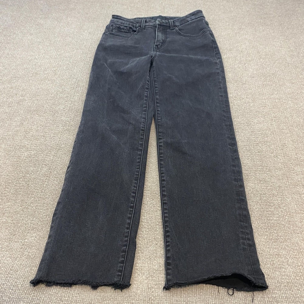 Buckle Black Cropped Straight Jeans Womens 28x28 Charcoal Wash Mid Rise Stretch